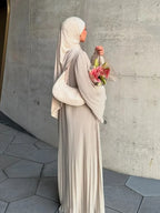Elegant Pleated Kaftan Abaya Dress for Women – Flare Sleeve Jalabiya | Modest Eid & Occasion Wear