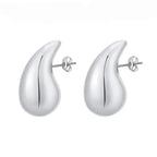 Vintage Chunky Dome Teardrop Earrings – 925 Sterling Silver with 18K Gold Plating