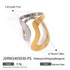 Minimalist Two-Tone Irregular Ring – 18K Gold Plated Stainless Steel Women’s Stackable Jewelry
