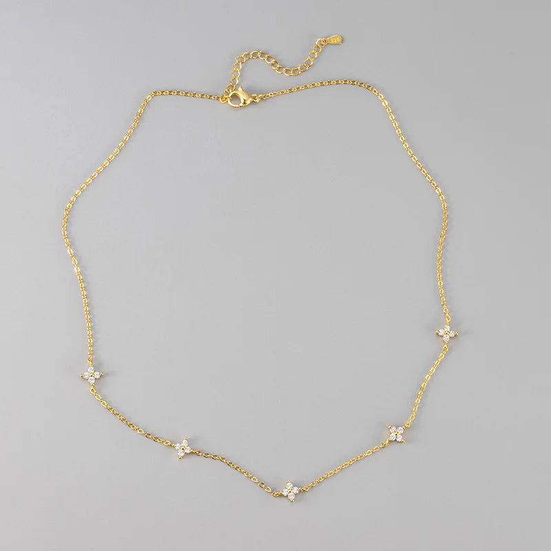 18K Gold Plated Four-Leaf Clover Necklace for Women – Stainless Steel with Zircon Detailing | Luxury Jewelry Gift