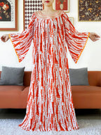 Embroidered Cotton Abaya Dress – Loose Boho Maxi Kaftan with Tassel Detail (One Size, 6 Colours)