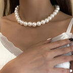 Classic Imitation Pearl Beaded Choker Necklace for Women – Elegant Bridal & Wedding Pearl Collar Necklace