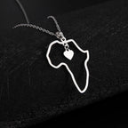 Trendy African Map Pendant Necklace for Women – Stainless Steel Geometric Motherland Necklace, Gold, Rose Gold, or Steel Color