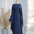 Elariah Shimmering Eid Kaftan Abaya – Extra Loose Fit Butterfly Sleeve Maxi Dress for Ramadan, Evening & Party Wear
