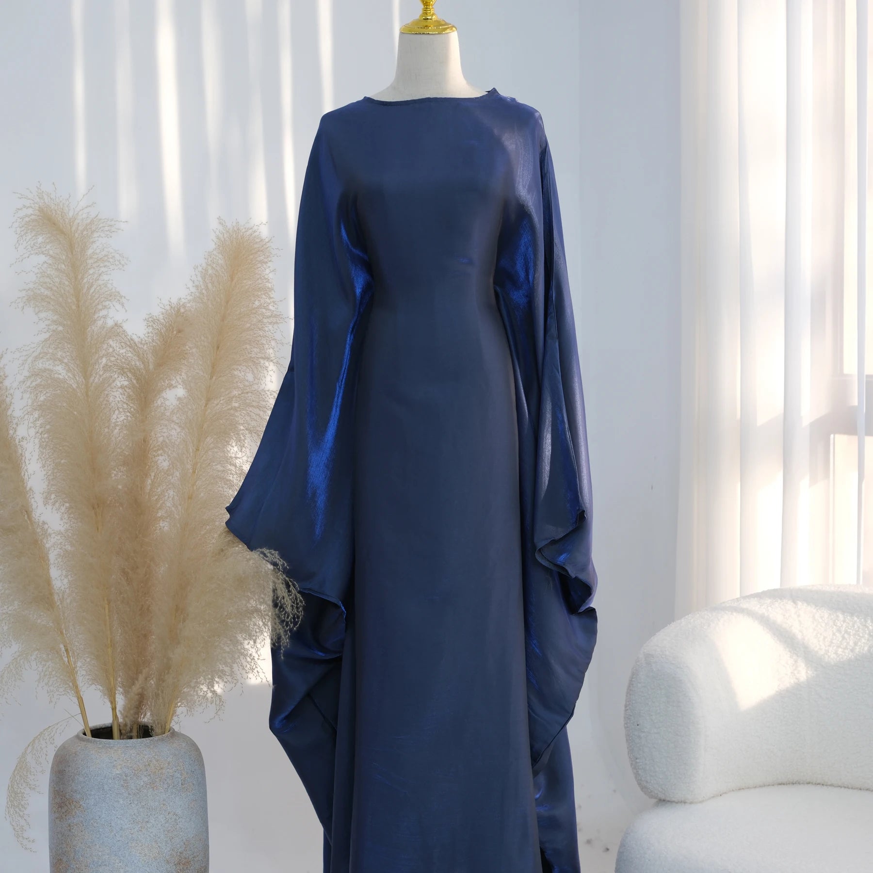 Elariah Shimmering Eid Kaftan Abaya – Extra Loose Fit Butterfly Sleeve Maxi Dress for Ramadan, Evening & Party Wear