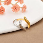 JeeMango Double Circle Stainless Steel Ring for Women – 18K Gold Plated, Waterproof, Trendy Fashion Jewelry
