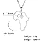Trendy African Map Pendant Necklace for Women – Stainless Steel Geometric Motherland Necklace, Gold, Rose Gold, or Steel Color
