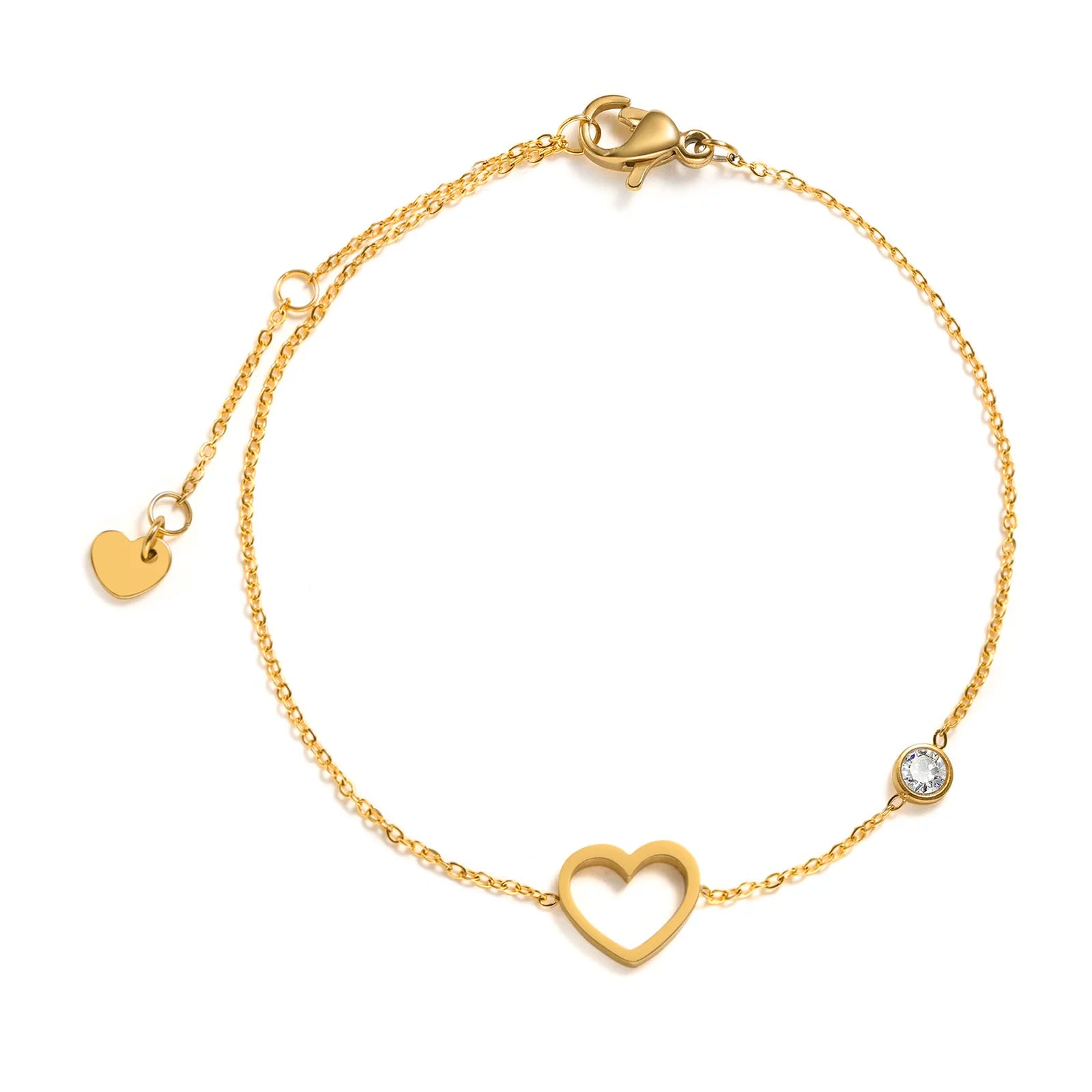 Minimalist Cross, Crescent Moon & Star Charm Bracelet for Women – Stainless Steel Thin Chain Adjustable Gold Layered Bracelet