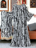 Embroidered Cotton Abaya Dress – Loose Boho Maxi Kaftan with Tassel Detail (One Size, 6 Colours)