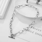Stainless Steel Thick Chain Necklace – Unisex Punk Choker Jewelry for Women & Men