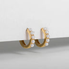 2-Pair Set Vintage Pearl Dangle Hoop Earrings – 18K Gold Plated Stainless Steel Hoops for Women