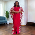 Luxury Satin Boubou Abaya – African Kaftan Dress for Women | Modest Dubai Evening Caftan (One Size)