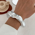 Irregular Geometric Cuff Bangle Bracelet for Women – Bold Statement Fashion Bracelet, Trendy Open Cuff Jewelry