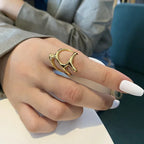 Vintage Irregular Pleated Gold Ring – Y2K Liquid Metal Geometric Statement Ring for Women