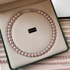 Rose Purple Simulated Pearl Beaded Necklace – Elegant Gold Plated Clavicle Chain for Women