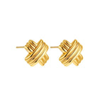 18K Gold Plated Stainless Steel Multilayer Circle Knot Drop Earrings for Women – Textured Statement Round Earrings