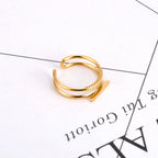 JeeMango Double Circle Stainless Steel Ring for Women – 18K Gold Plated, Waterproof, Trendy Fashion Jewelry