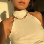 Stainless Steel Thick Chain Necklace – Unisex Punk Choker Jewelry for Women & Men