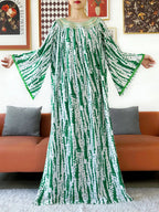 Embroidered Cotton Abaya Dress – Loose Boho Maxi Kaftan with Tassel Detail (One Size, 6 Colours)