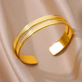 Luxury Adjustable Stainless Steel Bangle Bracelet – Waterproof Gold Cuff Jewelry for Women