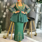 Elariah Luxury African Dashiki 2-Piece Set – Long Evening Gown with Matching Coat | Wedding & Occasion Dress (Plus Size)