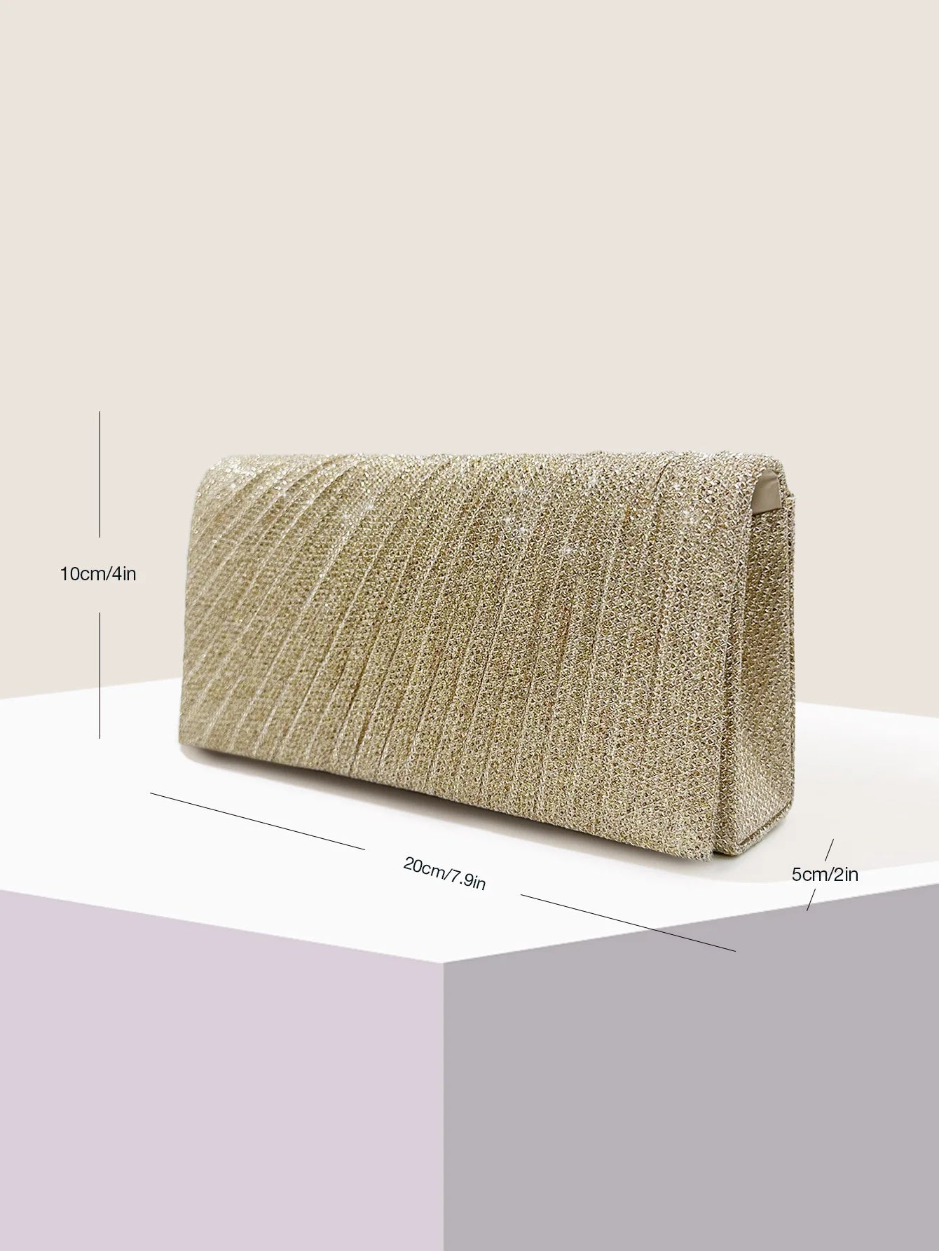 Elariah Shimmer Envelope Clutch Bag – Silver Glitter Evening Handbag with Chain Strap for Weddings & Party Wear
