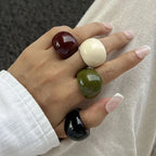 Vintage Irregular Acrylic Resin Ring for Women – Boho Geometric Statement Ring, Smooth Aesthetic Fashion Jewelry