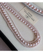 Rose Purple Simulated Pearl Beaded Necklace – Elegant Gold Plated Clavicle Chain for Women