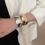 Irregular Geometric Twisted Cuff Bangle – Vintage Statement Bracelet for Women