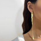 Gold Bling Tassel Statement Earrings – Elegant Long Drop Design for Women