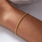 Twisted Rope Chain Bracelet for Women – Stainless Steel Gold or Silver Minimalist Bracelet (2mm / 3mm / 4mm / 5mm)