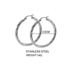 Classic Twisted Round Hoop Earrings – Stainless Steel, Vintage Trend, Gold & Silver