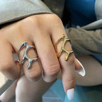 Vintage Irregular Pleated Gold Ring – Y2K Liquid Metal Geometric Statement Ring for Women