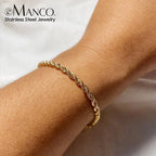 Twisted Rope Chain Bracelet for Women – Stainless Steel Gold or Silver Minimalist Bracelet (2mm / 3mm / 4mm / 5mm)
