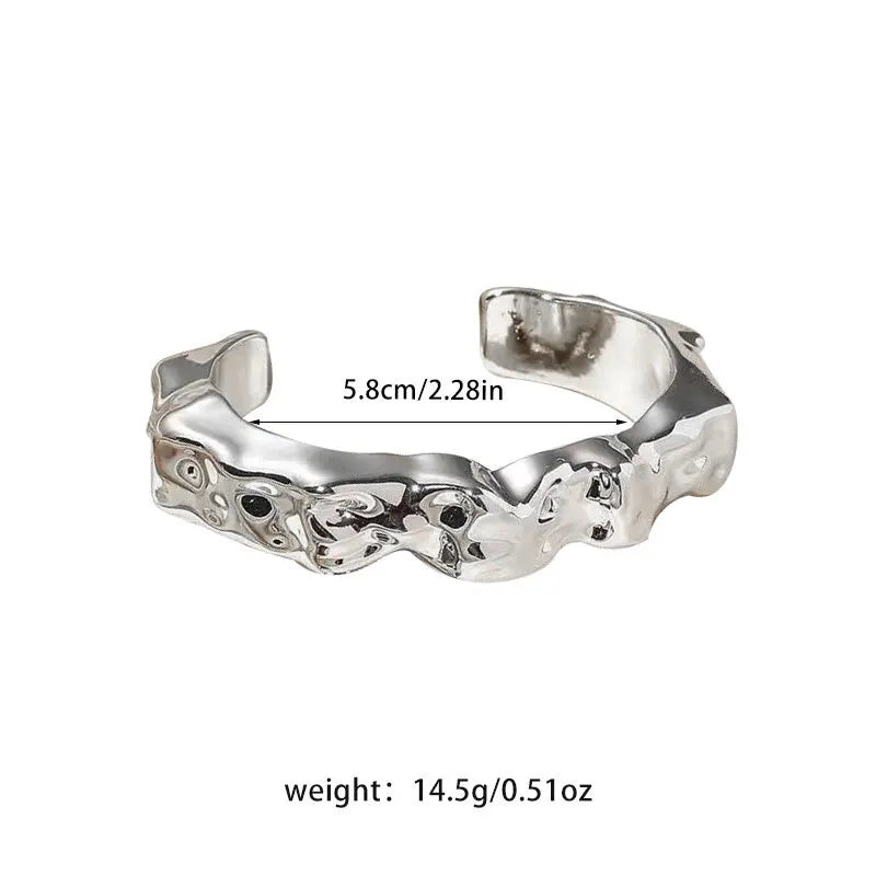 Irregular Geometric Cuff Bangle Bracelet for Women – Bold Statement Fashion Bracelet, Trendy Open Cuff Jewelry