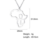 Trendy African Map Pendant Necklace for Women – Stainless Steel Geometric Motherland Necklace, Gold, Rose Gold, or Steel Color
