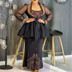 Elariah Luxury African Dashiki 2-Piece Set – Long Evening Gown with Matching Coat | Wedding & Occasion Dress (Plus Size)