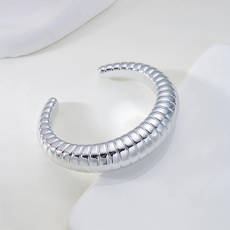 Irregular Geometric Cuff Bangle Bracelet for Women – Bold Statement Fashion Bracelet, Trendy Open Cuff Jewelry
