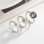 Minimalist Rhinestone Open Ring for Women – Adjustable Gold Plated Geometric Fashion Ring
