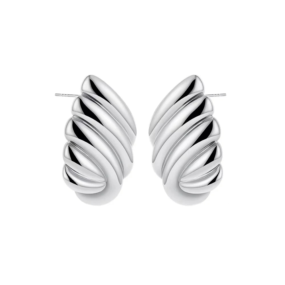 18K Gold Plated Stainless Steel Multilayer Circle Knot Drop Earrings for Women – Textured Statement Round Earrings